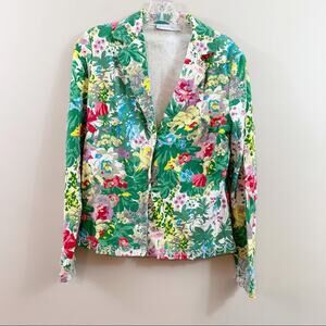 Le Tricot Longhin Floral Green Funky Blazer
